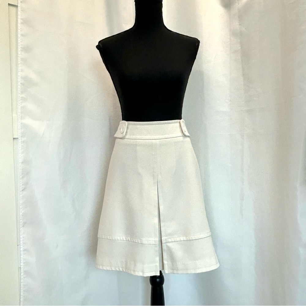 Sandra Angelozzi ivory light cream skirt front pleat Sz 38 - Picture 11 of 12